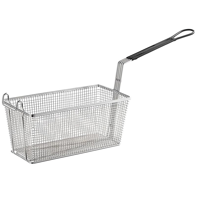 OCS Parts Pro Series 2-Pack Deep Fryer Baskets with Front Hook | 13 1/4" x 6 1/2" x 5 7/8" Heavy Duty Nickel Plated Steel Fry Basket Fits Standard Commercial Deep Fryers