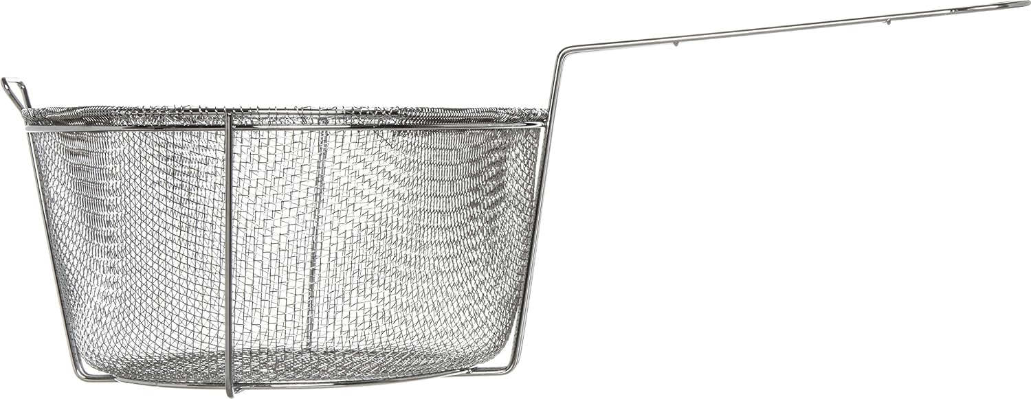 Carlisle FoodService Products 11.5 " Mesh Fryer Basket – Chrome Plated Steel Fry Basket – Large Capacity Deep Frying Basket for Commercial Kitchens